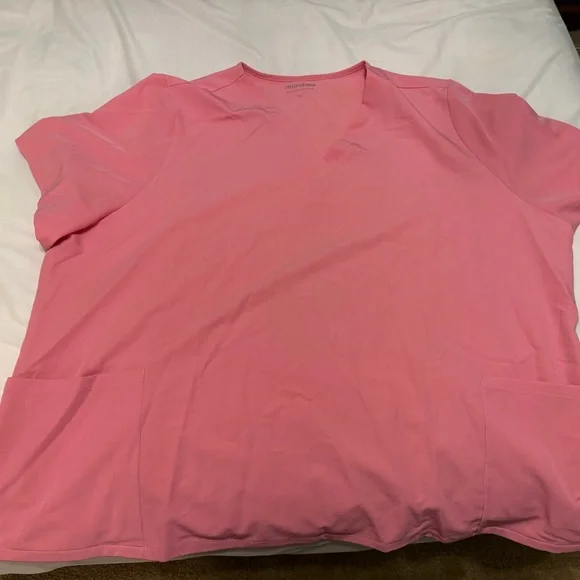 Women's Pink V-Neck Scrub Top and Joggers - Picture 2 of 5